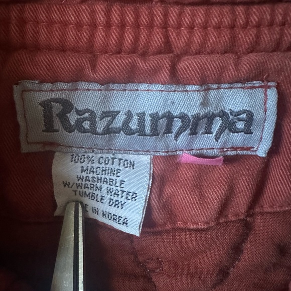 Razumma Vintage Quilted 100% Cotton Coral Jacket | Scandistyle Lagenlook, sz M - Picture 6 of 6